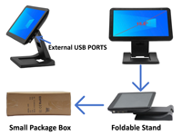 Sistema POS con Pantalla Táctil Plegable de 15.6 Pulgadas, Caja Registradora, Máquina de Facturación Todo en Uno para Comercio Minorista, Precio de Fábrica