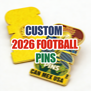 Pins de Solapa Personalizados de Metal Suave con Diseño de Fútbol Soccer, Recuerdo de la Copa Mundial de Fútbol 2026, Norteamérica, Estados Unidos, Canadá, México - Product Image 1