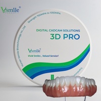 Bloque de Zirconia 3D PRO MULTILAYER de Alta Translucidez y Resistencia, 10 mm, Certificado CE, Resistencia a la Flexión de 700-1050 Mpa, Vsmile HappyZir para