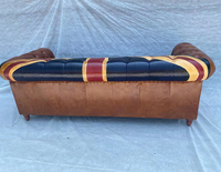 Canapé Vintage tufté en cuir véritable Union Jack drapeau canapé Chesterfield en cuir Antique