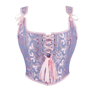 Top Corsé Victoriano Blanco Vintage <span class=keywords><strong>de</strong></span> Jacquard para <span class=keywords><strong>Mujer</strong></span>, con Cordones Delanteros, Estilo Punk Gótico, Lencería Sexy, Faja Moldeadora - Product Image 1