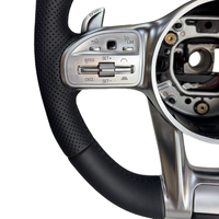 Volant de voiture en cuir lisse et fibre de carbone pour Mercedes Benz AMG W204 W205 W212 W213 W221 C E B 300 A45 CLA45 C63 2011 2012+