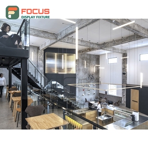 ตู้โชว์กาแฟสมัยใหม่ ตู้ไม้หน้ากระจก ช่องจัดแสดงอุปกรณ์เสริม ตู้โชว์สินค้าคาเฟ่ - Product Image 5