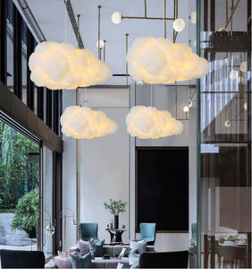 Vente en gros en ligne de lampes suspendues modernes Wabi Sabi en forme de <span class=keywords><strong>nuage</strong></span>, décoration de restaurants et de cafés, lampes suspendues au <span class=keywords><strong>plafond</strong></span> en <span class=keywords><strong>coton</strong></span> blanc LED - Product Image 4