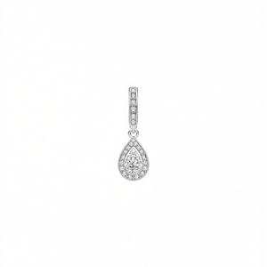 E2190 Ciondolo in Oro Bianco con Diamante Taglio a Pera Colore D Naturale Certificato GIA Gioiello Classico da Donna per Fidanzamento - Product Image 1