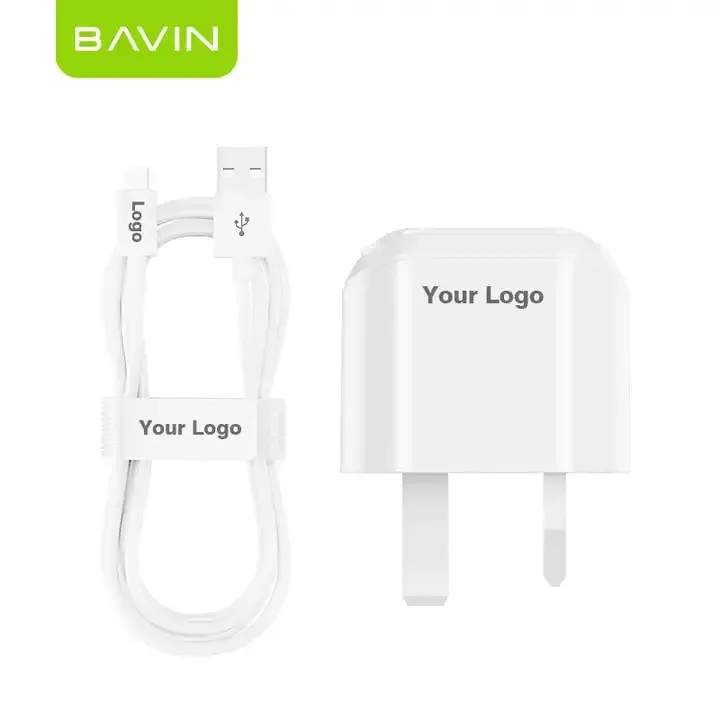 BAVIN PC387E Mobile Dual USB Wall Charger Portable Cell Phone Travel Adapter Chargers with USB Type-c Micro Data Cable