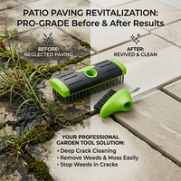 Outil 2-en-1 robuste pour éliminer les mauvaises herbes et les algues, brosse à désherber pour pavés et terrasses avec grattoir, vente en gros OEM