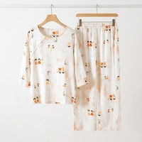 Ensemble pyjama en fibre de bambou pour femmes, style chinois, manches longues, pantalon long, col rond, respirant, vêtements de détente fins, printemps automne, vêtements de maison