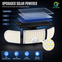 Lampu Dinding Tenaga Surya Sensor Gerak PIR Luar Ruangan 160 LED Tiga Kepala Dapat Disesuaikan IP65 Tahan Air untuk Pagar Taman Halaman Villa