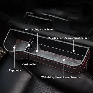 Dual Charger Cup Holder Universal Car Seat Gap Filler Catcher Pocket Storage Box Case Wholesale Interior Accessories - Product Image 4