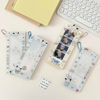 Porte-cartes en acrylique à quatre carrés pour chiot mignon Porte-clés Kpop