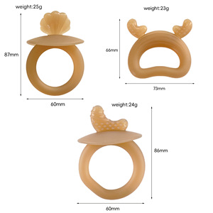 Mordedor de silicona para bebés con forma de hongo, anillo de dentición para bebés de 0 a 24 meses con diseño de frutas - Product Image 4