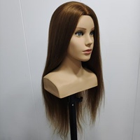 Tête de mannequin 26'' en cheveux naturels 100% Remy faits à la main, densité 130%, pour coiffures aux épaules, poupée mannequin pour coiffeur, coupe de cheveux