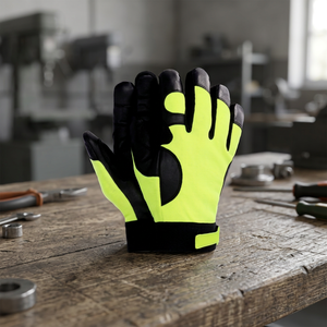 Gants de travail antidérapants en PU, bouts des doigts texturés, poignet élastique, gants de sécurité polyvalents, vert lime, noir - Product Image 4