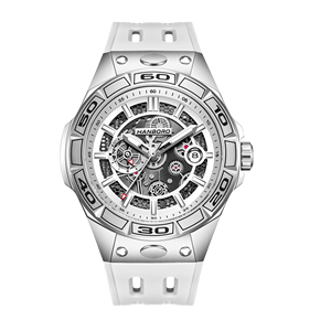 Montre mécanique automatique pour homme HANBORO, boîtier en acier inoxydable, cadran en <span class=keywords><strong>cristal</strong></span> saphir, série Mech, bracelet en silicone à libération rapide - Product Image 3