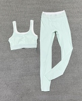Set Yoga Wanita 2-Piece Crop Top & Leggings Pinggang Tinggi Bahan Spandex/Nylon Elastis Empat Arah Anti-Bakteri Cepat Kering Bernapas