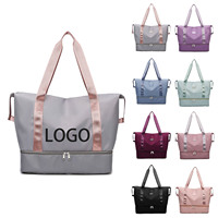 Qetesh sac de sport extensible logo personnalisé grande capacité sac de voyage à compartiments multiples avec poche humide