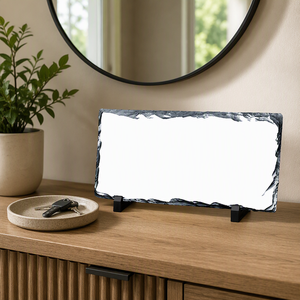 Grande <span class=keywords><strong>plaque</strong></span> rectangulaire en <span class=keywords><strong>ardoise</strong></span> vierge pour sublimation, impression d'images, gravure DIY, transfert photo, support de présentation sur chevalet en pierre - Product Image 1