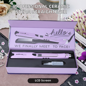 Professional LCD Display <strong>Steam</strong> <strong>Hair</strong> Straightener Fast Steamer Flat Iron Infrared <strong>Pod</strong> Plus Titanium <strong>Hair</strong> Straightening Brush - Product Image 6
