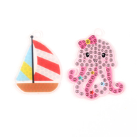 Nouveau kit de porte-clés en cristal brillant, sirène, voilier et créature marine, bricolage, peinture au diamant complète, porte-clés pour enfants