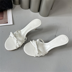 Sandali da <span class=keywords><strong>Donna</strong></span> Sexy <span class=keywords><strong>con</strong></span> <span class=keywords><strong>Tacco</strong></span> Alto e Punta Aperta, Modello Slip-On <span class=keywords><strong>con</strong></span> Fiocco, <span class=keywords><strong>Scarpe</strong></span> Casual da Esterno per Feste Primavera Estate, Taglia <span class=keywords><strong>43</strong></span>, Stile Peep Toe - Product Image 3