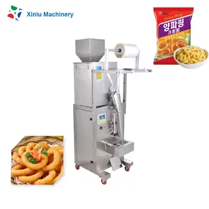 Granulado de arroz, snacks, galletas, sartenes de cerdo fritas, máquina de pesaje y embalaje vertical automático, chips de plátano de ajuste de metal