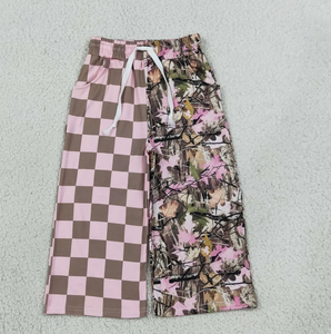 Pantalon décontracté pour filles, respirant, tricoté, patchwork, à jambes larges, imprimé, longueur intégrale, avec cordon de serrage à la taille - Product Image 6