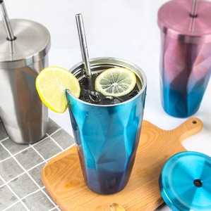 Vente en gros 2024 gobelet rose double couche fantaisie personnalisé 17oz tasses à glace en métal avec paille vente chaude tasse à café - Product Image 2