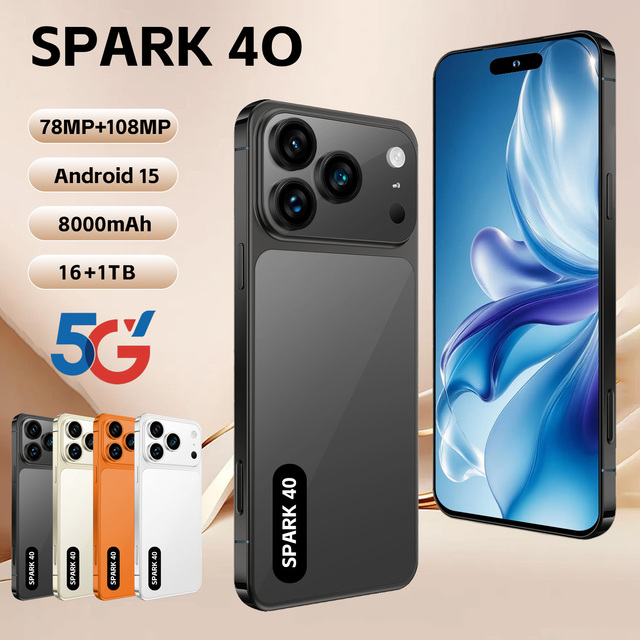 Hot Sale Spark 40 5G CDMA Android 15 Smartphone Snapdragon 8 Gen 4 Octa Core 7.3 Inch 144Hz 16GB 1TB 8000mAh Global Version