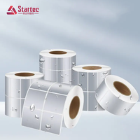 Rouleaux d'étiquettes en papier thermique semi-brillant autocollantes imperméables en gros, taille personnalisée, étiquettes autocollantes thermiques directes blanches avec code-barres