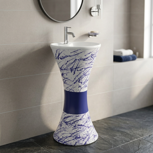 Modern Hotel Ceramic Bathroom Sink Pedestal Wash Basin Luxury White Color Freestanding Stand - Product Image 5