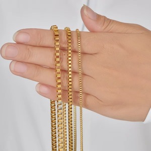 Collier chaîne carrée en acier inoxydable couleur or, épaisseur 2 mm/3 mm/4 mm, pour hommes et femmes, bijoux classiques, 14 à 40 pouces - Product Image 2