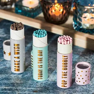 Reciclável Custom Paper Tube Embalagem Round Matches Sticks Box Com Window Top