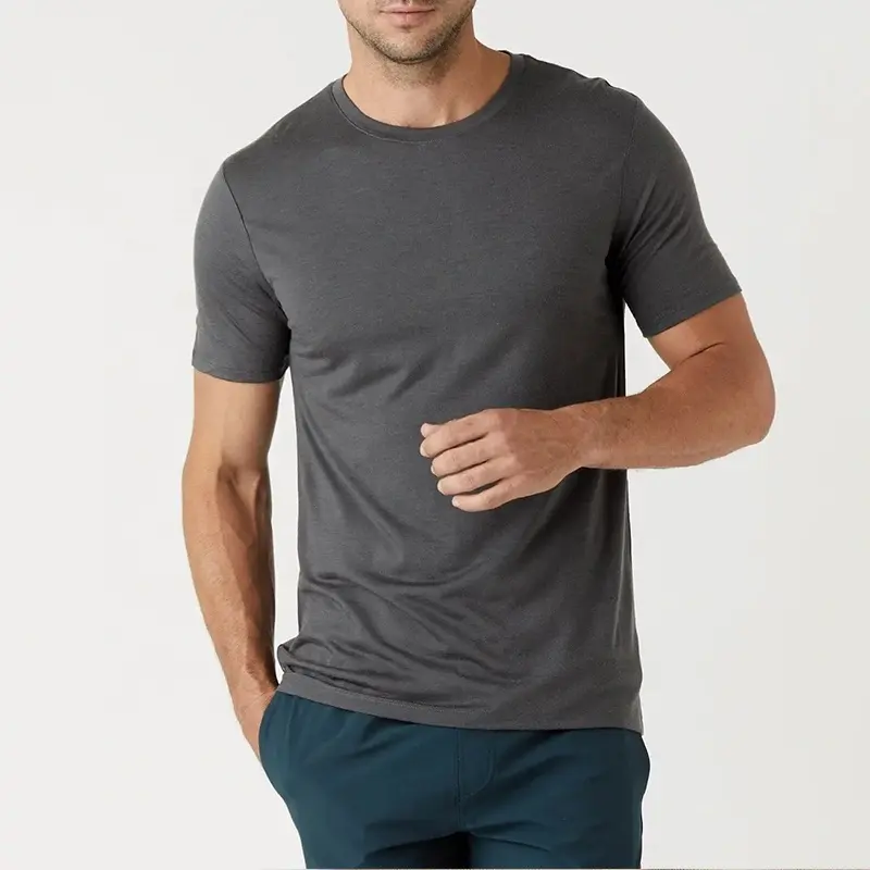 Tシャツメーカー卸売100% メリノウールTシャツカスタムロゴ印刷メンズルーズフィットブランクTシャツ