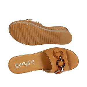 Sandales compensées en cuir souple pour femme Cinzia IAF53457, style plateforme à enfiler - Product Image 6