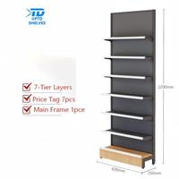Vitrine d'exposition LED à 7 niveaux, personnalisable en petite série, pour magasin, dimensions/matériaux réglables, sans boulons