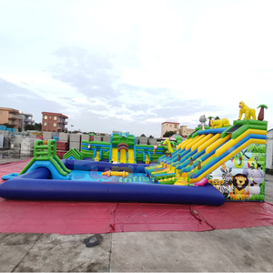 Tobogán acuático comercial para exteriores con piscina gigante, parque acuático inflable, parque acuático inflable tipo jungla. - Product Image 3