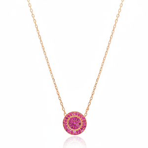 Colgante con Diseño Geométrico Redondo, Adornado con Circonita Rubí, Hecho a Mano en Turquía, Joyería de Plata de Ley 925 al por Mayor - Product Image 2