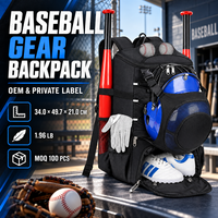 Sac à dos personnalisé OEM pour équipement de baseball avec support pour casque, sangles pour batte et compartiment à chaussures pour équipes et détaillants sportifs