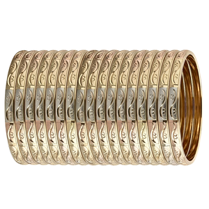ORO-Z Traditional Unique Three Tone Gold Plated <b>Bangle</b> Elegant <b>Engraved</b> Geometric Pattern Women's Anniversary Premium Fashion - Product Image 1