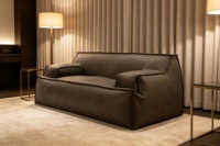 Modernes Einzel-Chesterfield-Sofa Rechteckiges Ledersofa in Wunschfarben Schwammkissen Komfortabel Langlebig für Wohnzimmer und Villa