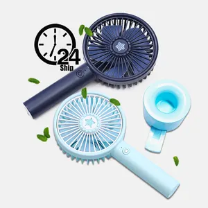 Best Selling Handle Portable rechargeable Fan Cool hand held Low Noise Mini Fan usb Colorful LED Light brushless