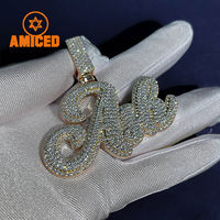 Nouveau style pendentif personnalisé en moissanite baguette VVS, en argent sterling 925, pour homme, style hip-hop, avec breloque lettre logo, bijoux pour rappeurs