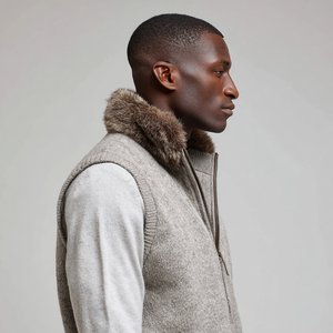 Wholesale Men's Woolen Tweed Knit Vest in <strong>Navy</strong> Marl V-neck Sleeveless Cardigan <strong>Gilet</strong> for Casual Autumn Outerwear - Product Image 6