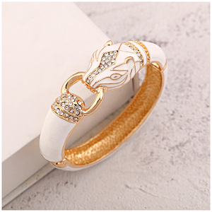 Retro Charm Animal Design <strong>Torque</strong> Cuff Bangle Rhinestone Drop Glaze Smooth Exquisite Chunky Luxury Jewelry - Product Image 4