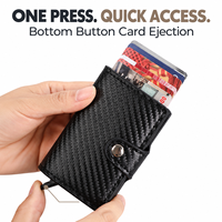 Portefeuille compact anti-RFID avec porte-cartes pop-up, étui en aluminium, fermeture à pression, 2 emplacements supplémentaires pour cartes, poche pour billets, pour hommes et femmes