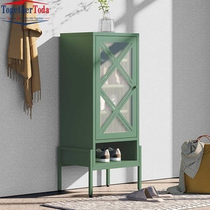 Meuble à chaussures mural moderne en acier inoxydable à porte unique pour entrée, meuble de rangement pour la maison - Product Image 6