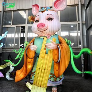 Lanterne géante GECAI pour l'extérieur, représentant les 12 signes du zodiaque chinois, cochon, avec structure en métal et éclairage LED en soie, 110/220V - Product Image 3