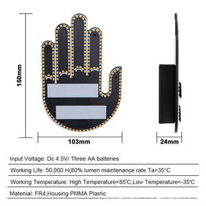 Lumière LED sans fil à geste amusant et intéressant, signalisation routière à doigt, télécommande populaire, décoration de freinage et d'avertissement pour vitre arrière - Product Image 4