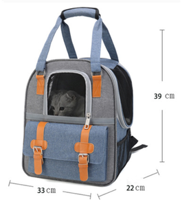 Pet <b>Backpack</b> Carrier Soft-Sided Zipper Closure Breathable Oxford Material Gray Green Color for <b>Cats</b> 30x21x41cm - Product Image 5